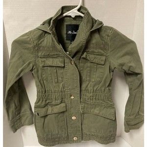 Me Jane Size 5 Girls Lightweight Olive Green Long Sleeve Safari Style Jacket